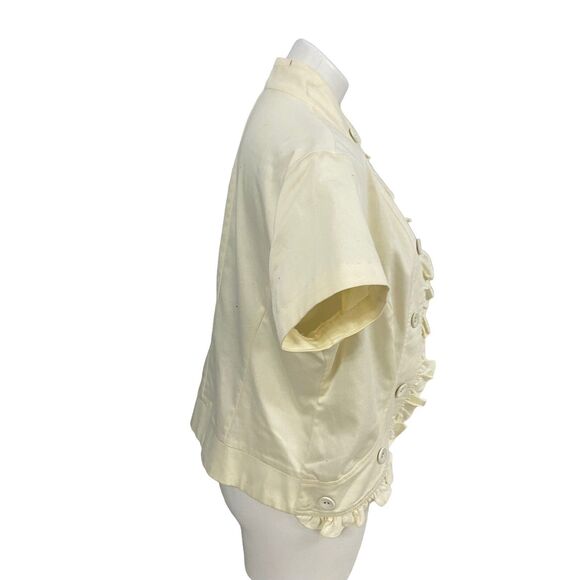 John Paul Richard Blazer Womens XL Ruffle Open Face Jacket Work Cottage Feminine - Picture 10 of 15